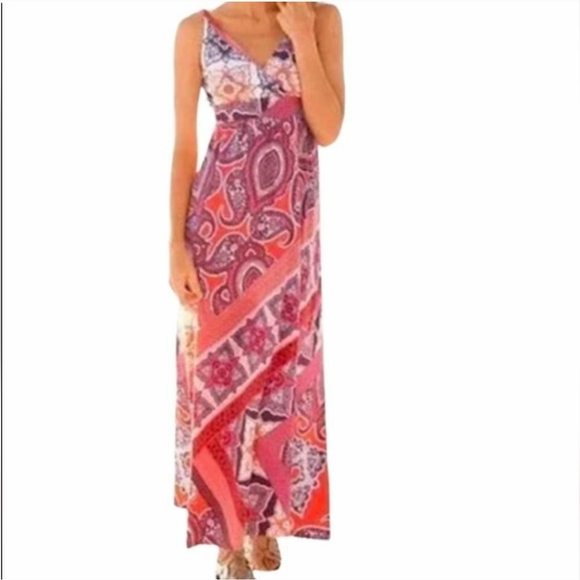 Garnet Hill Dresses & Skirts - COPY - Garnet Hill Paisley Sleeveless Surplice V-Neck Knit Maxi Dress Patchwork…